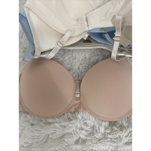 Jessica Simpson Push Up Bra Size 34C 3 Pack Lace Soft Underware Pink Beige Blue - Picture 8 of 11